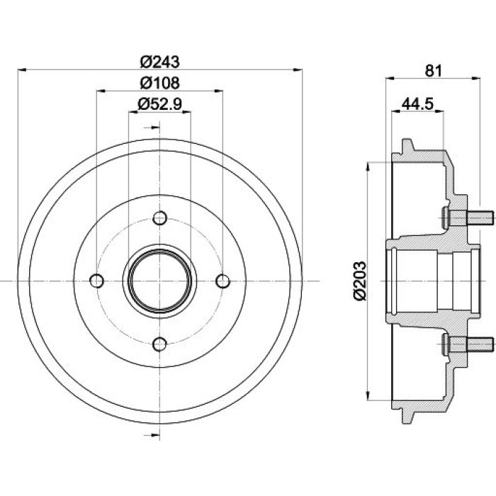 Hella 8DT 355 300-261 Bremstrommel