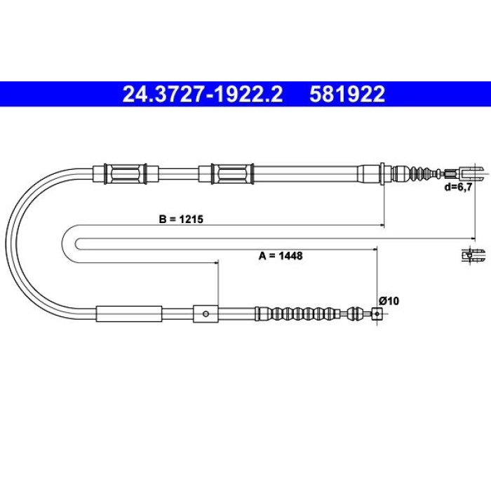 ATE 24.3727-1922.2 Seilzug, Feststellbremse ATE 24.3727-1922.2 Seilzug, Feststellbremse