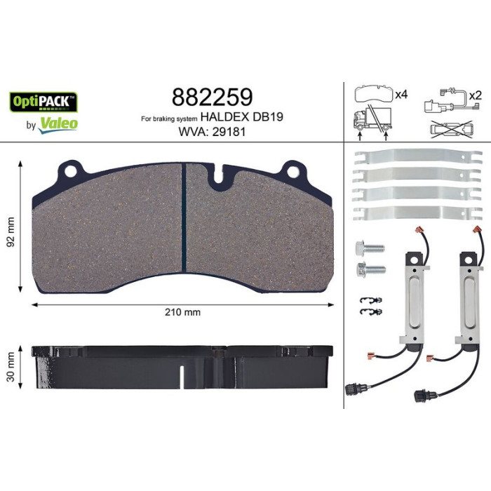 Valeo 882259 Bremsbelagsatz, Scheibenbremse OPTIPACK Valeo 882259 Bremsbelagsatz, Scheibenbremse OPTIPACK