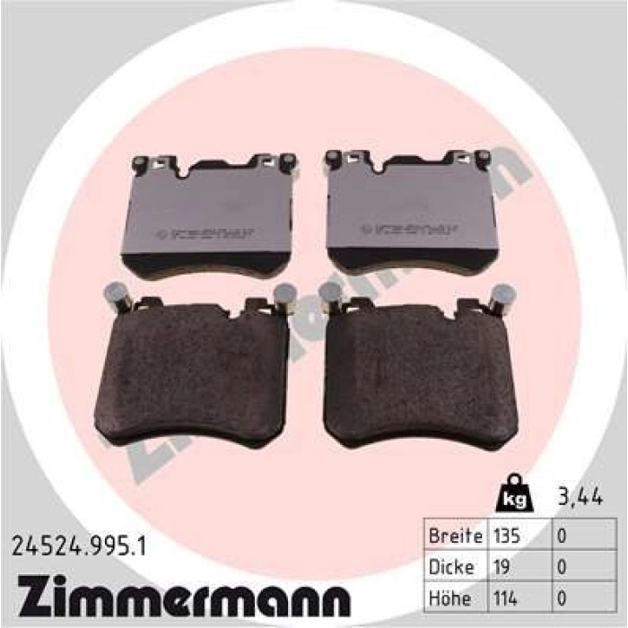 Zimmermann 24524.995.1 Bremsbelagsatz, Scheibenbremse rd:z