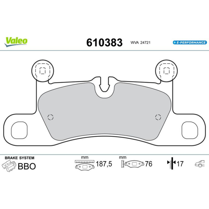 Valeo 610383 Bremsbelagsatz, Scheibenbremse E-PERFORMANCE Valeo 610383 Bremsbelagsatz, Scheibenbremse E-PERFORMANCE