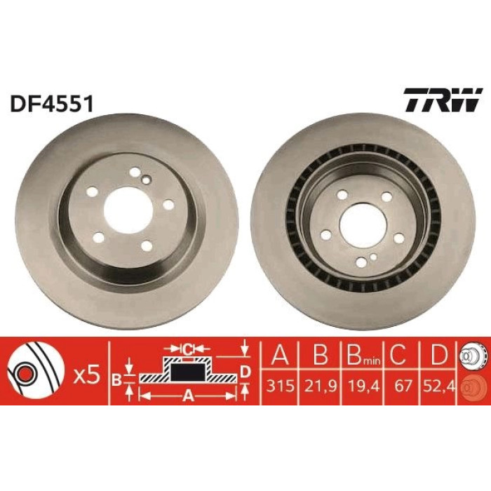 TRW DF4551 Bremsscheibe TRW DF4551 Bremsscheibe
