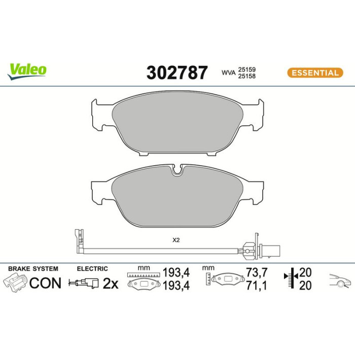 Valeo 302787 Bremsbelagsatz, Scheibenbremse ESSENTIAL Valeo 302787 Bremsbelagsatz, Scheibenbremse ESSENTIAL