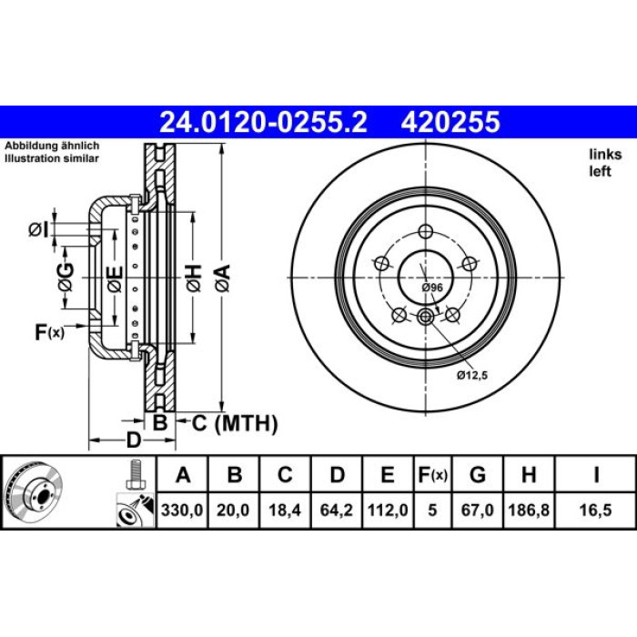 ATE 24.0120-0255.2 Bremsscheibe