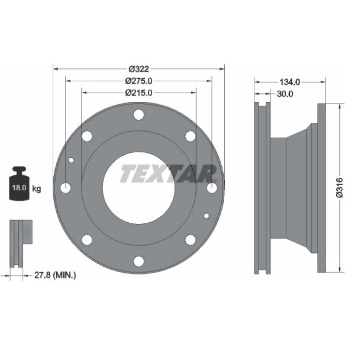 Textar 93084900 Bremsscheibe