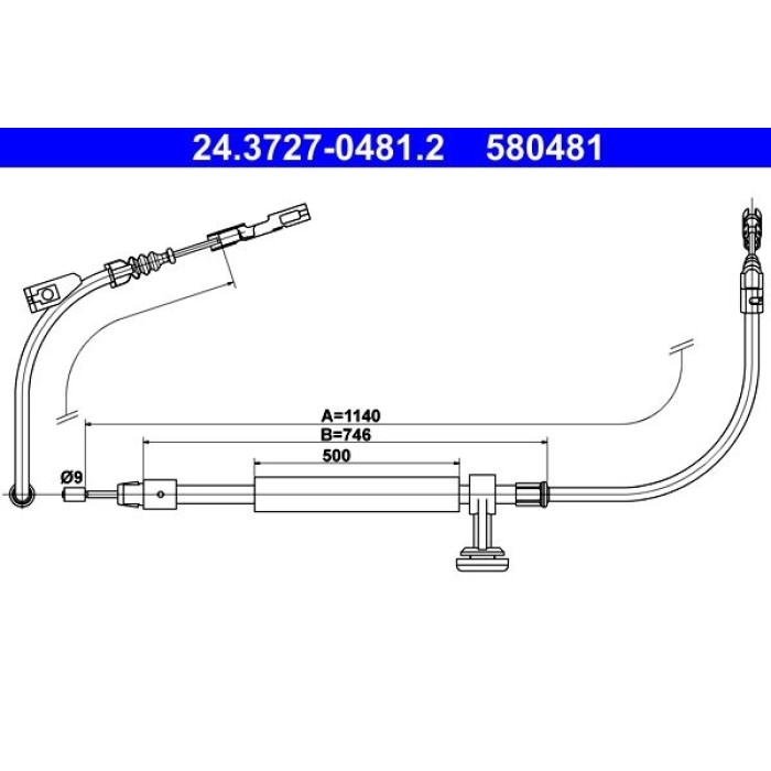 ATE 24.3727-0481.2 Seilzug, Feststellbremse ATE 24.3727-0481.2 Seilzug, Feststellbremse