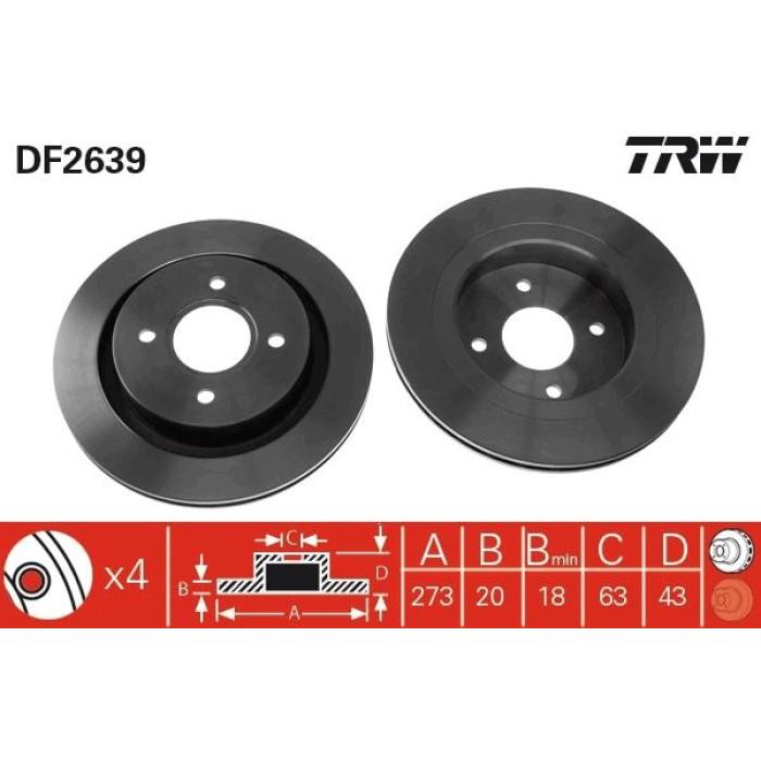TRW DF2639 Bremsscheibe TRW DF2639 Bremsscheibe