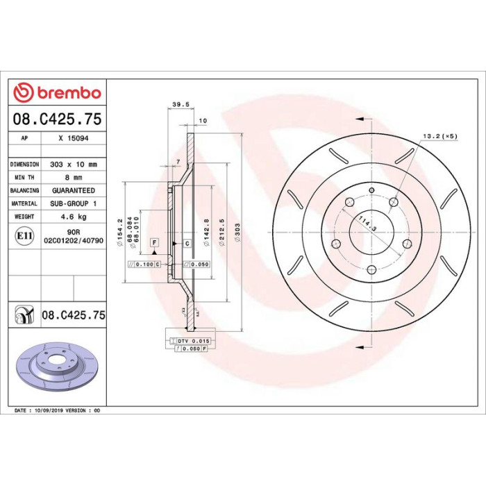 Brembo 08.C425.75 Bremsscheibe XTRA LINE - Max