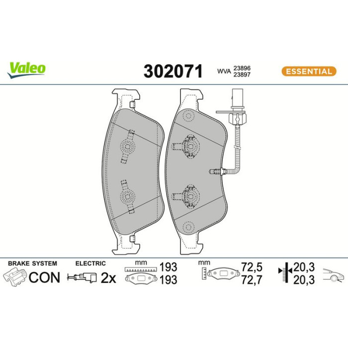 Valeo 302071 Bremsbelagsatz, Scheibenbremse ESSENTIAL Valeo 302071 Bremsbelagsatz, Scheibenbremse ESSENTIAL