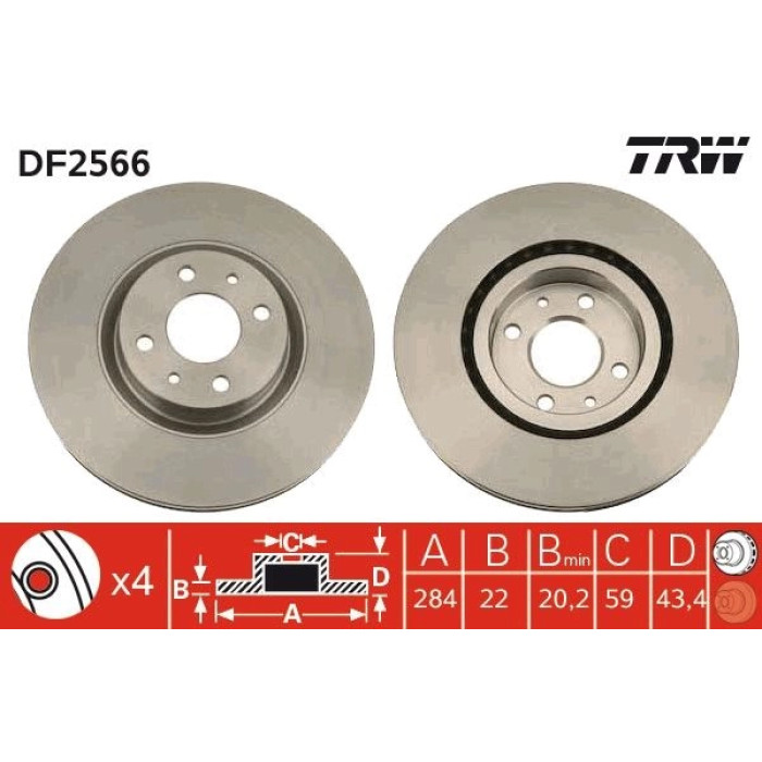 TRW DF2566 Bremsscheibe TRW DF2566 Bremsscheibe