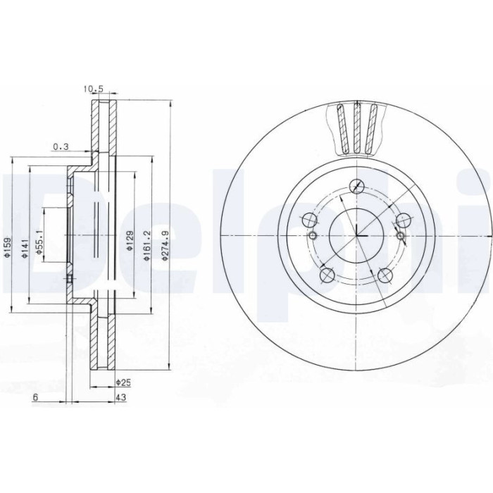 Delphi BG3823 Bremsscheibe