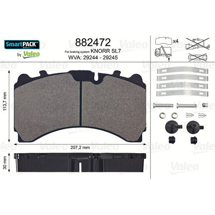 Valeo 882472 Bremsbelagsatz, Scheibenbremse SMARTPACK Valeo 882472 Bremsbelagsatz, Scheibenbremse SMARTPACK