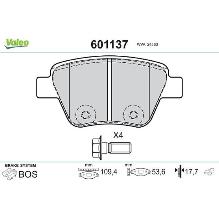 Valeo 601137 Bremsbelagsatz, Scheibenbremse