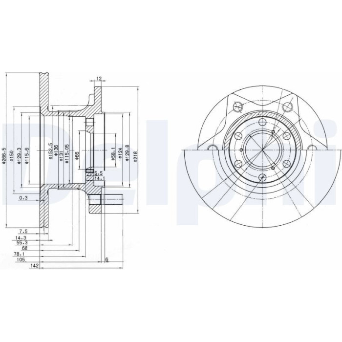 Delphi BG302 Bremsscheibe Delphi BG302 Bremsscheibe
