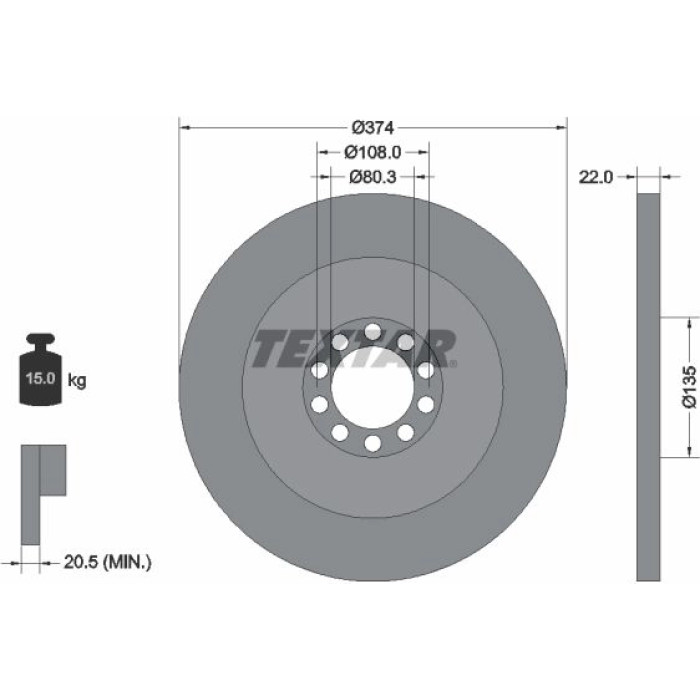 Textar 93015500 Bremsscheibe Textar 93015500 Bremsscheibe