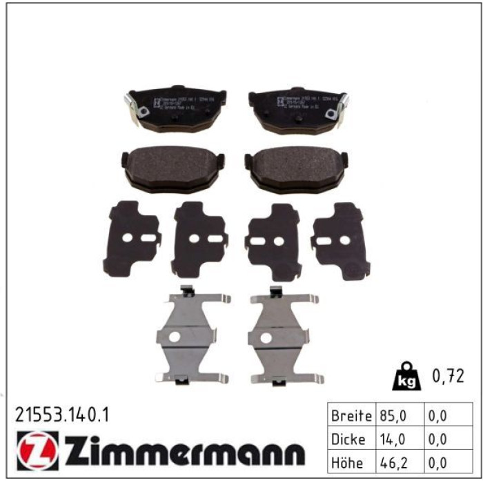 Zimmermann 21553.140.1 Bremsbelagsatz, Scheibenbremse