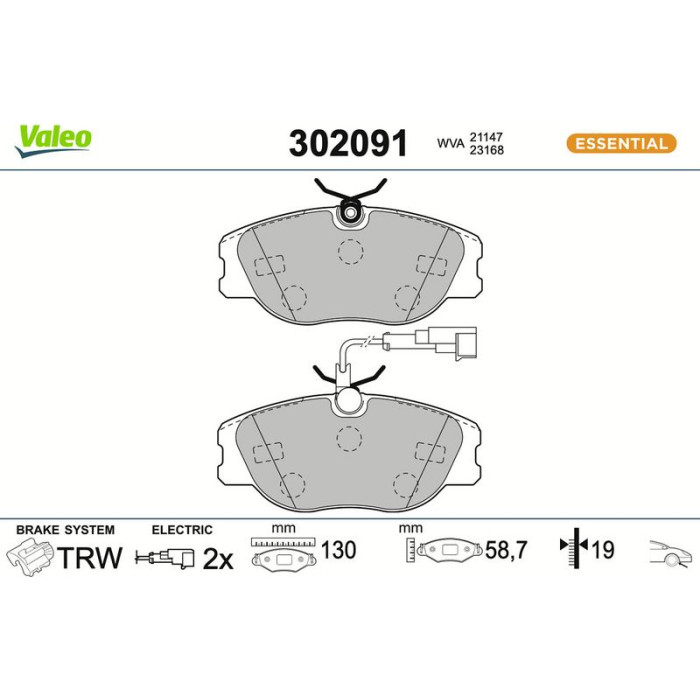 Valeo 302091 Bremsbelagsatz, Scheibenbremse ESSENTIAL