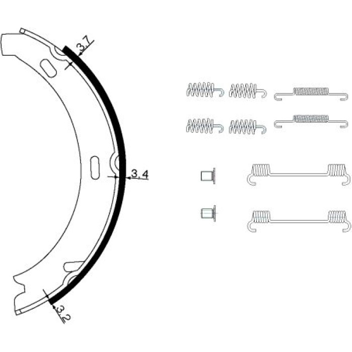 Hella 8DA 355 050-431 Bremsbackensatz, Feststellbremse Hella 8DA 355 050-431 Bremsbackensatz, Feststellbremse