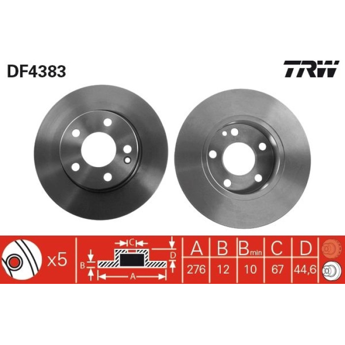 TRW DF4383 Bremsscheibe TRW DF4383 Bremsscheibe