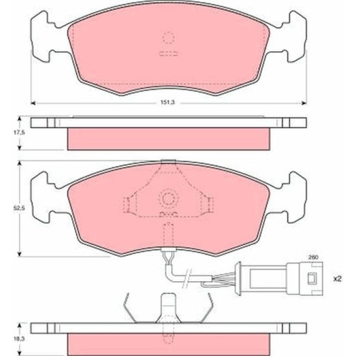 TRW GDB301 Bremsbelagsatz, Scheibenbremse TRW GDB301 Bremsbelagsatz, Scheibenbremse