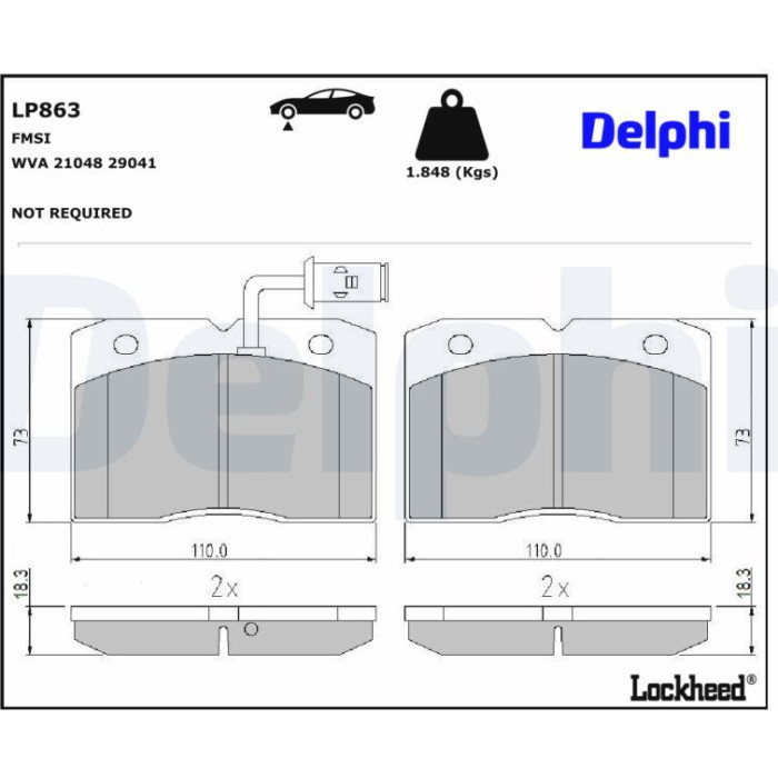 Delphi LP863 Bremsbelagsatz, Scheibenbremse Delphi LP863 Bremsbelagsatz, Scheibenbremse
