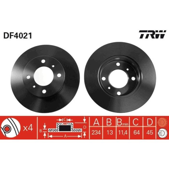 TRW DF4021 Bremsscheibe TRW DF4021 Bremsscheibe