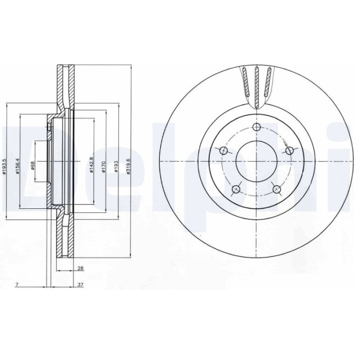 Delphi BG4231C Bremsscheibe Delphi BG4231C Bremsscheibe