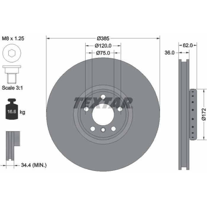 Textar 92266425 Bremsscheibe PRO+ Textar 92266425 Bremsscheibe PRO+