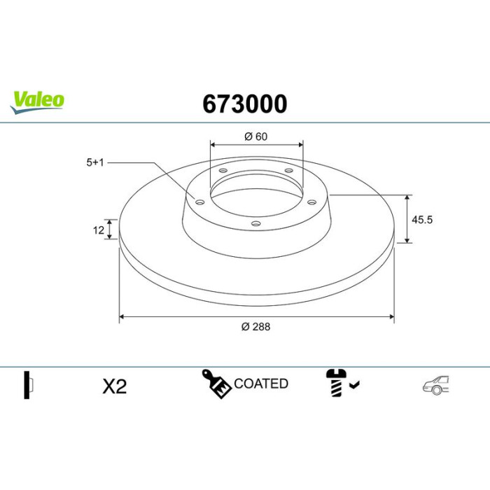 Valeo 673000 Bremsscheibe COATED Valeo 673000 Bremsscheibe COATED
