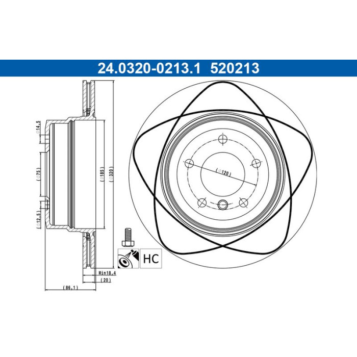 ATE 24.0320-0213.1 Bremsscheibe PowerDisc ATE 24.0320-0213.1 Bremsscheibe PowerDisc
