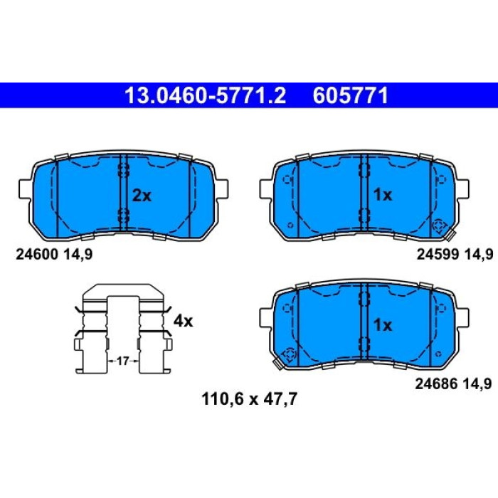 ATE 13.0460-5771.2 Bremsbelagsatz, Scheibenbremse ATE 13.0460-5771.2 Bremsbelagsatz, Scheibenbremse