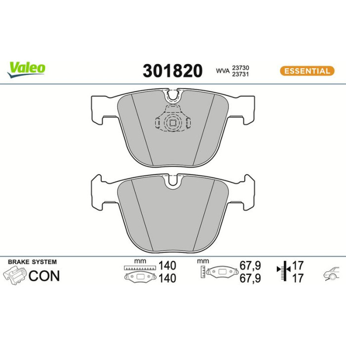 Valeo 301820 Bremsbelagsatz, Scheibenbremse ESSENTIAL Valeo 301820 Bremsbelagsatz, Scheibenbremse ESSENTIAL