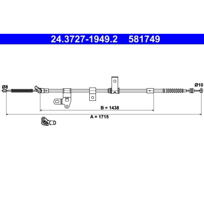 ATE 24.3727-1949.2 Seilzug, Feststellbremse ATE 24.3727-1949.2 Seilzug, Feststellbremse