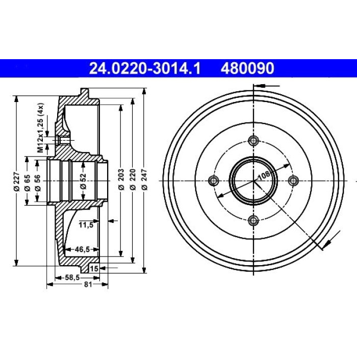 ATE 24.0220-3014.1 Bremstrommel ATE 24.0220-3014.1 Bremstrommel