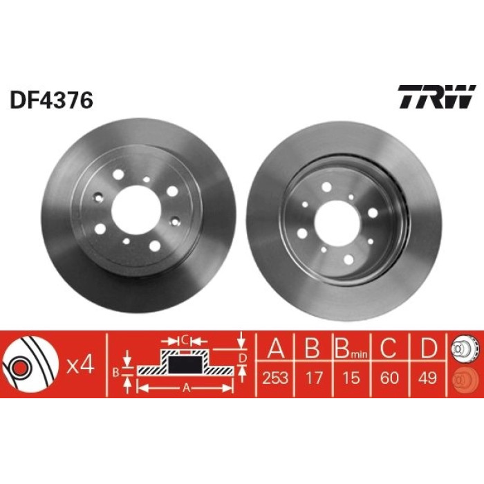 TRW DF4376 Bremsscheibe TRW DF4376 Bremsscheibe