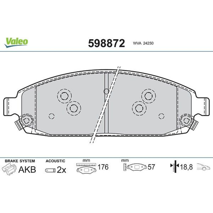 Valeo 598872 Bremsbelagsatz, Scheibenbremse Valeo 598872 Bremsbelagsatz, Scheibenbremse