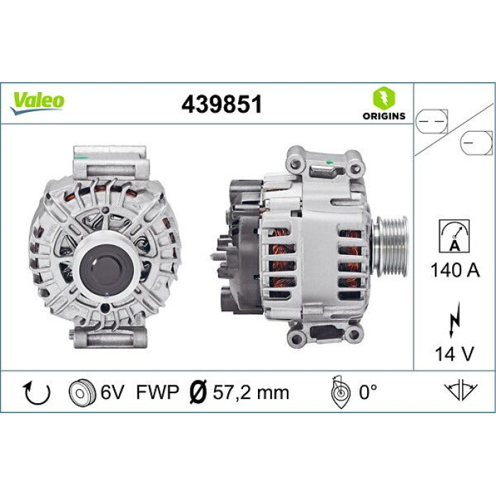 Valeo 439851 Generator ORIGINS - NEW O.E. TECHNOLOGIE Valeo 439851 Generator ORIGINS - NEW O.E. TECHNOLOGIE