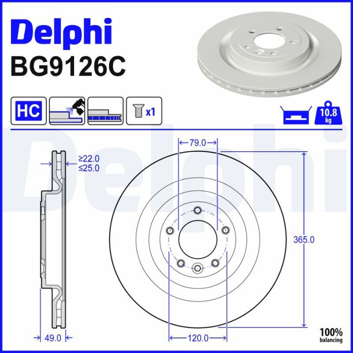 Delphi BG9126C Bremsscheibe Delphi BG9126C Bremsscheibe