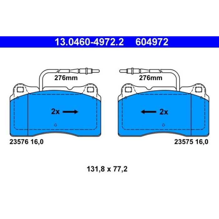 ATE 13.0460-4972.2 Bremsbelagsatz, Scheibenbremse ATE 13.0460-4972.2 Bremsbelagsatz, Scheibenbremse