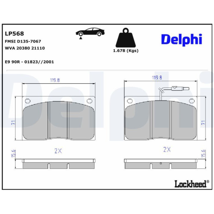 Delphi LP568 Bremsbelagsatz, Scheibenbremse