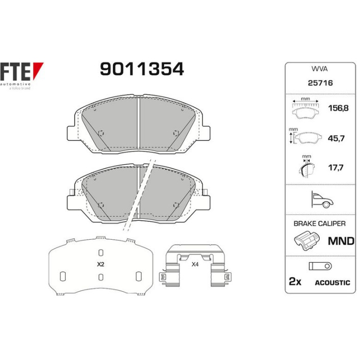 FTE 9011354 Bremsbelagsatz, Scheibenbremse