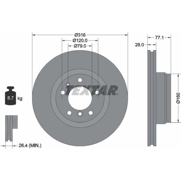 Textar 92071405 Bremsscheibe PRO+