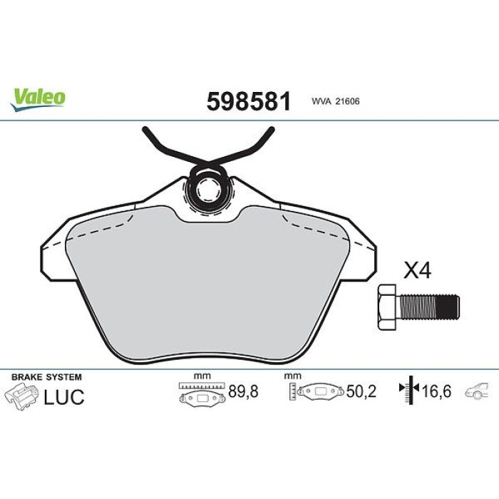 Valeo 598581 Bremsbelagsatz, Scheibenbremse Valeo 598581 Bremsbelagsatz, Scheibenbremse