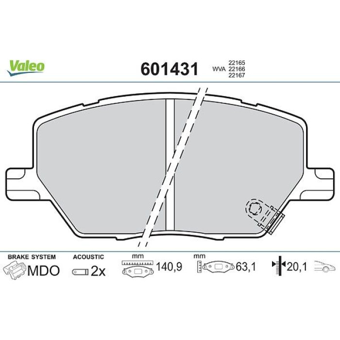 Valeo 601431 Bremsbelagsatz, Scheibenbremse Valeo 601431 Bremsbelagsatz, Scheibenbremse