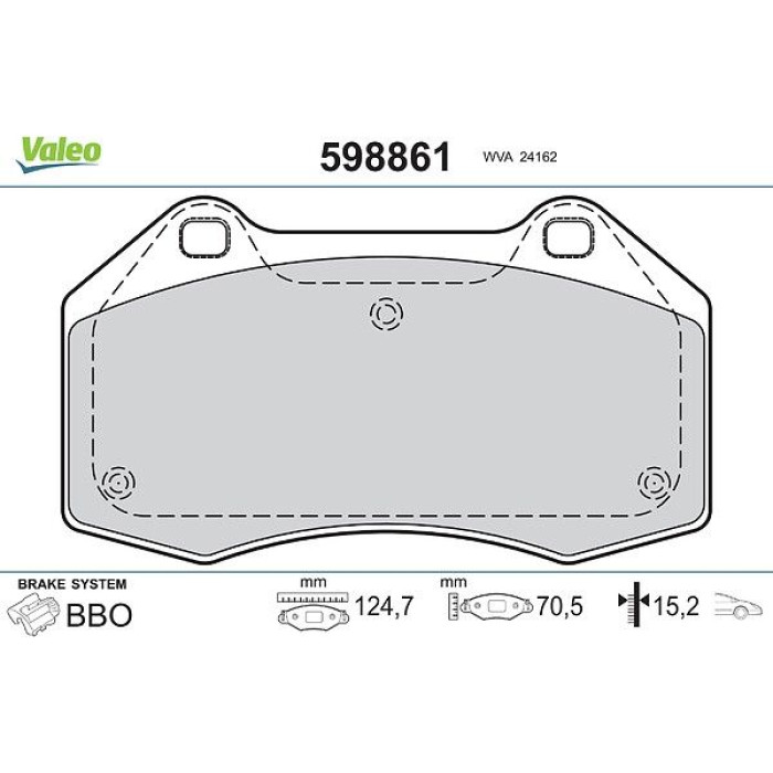 Valeo 598861 Bremsbelagsatz, Scheibenbremse
