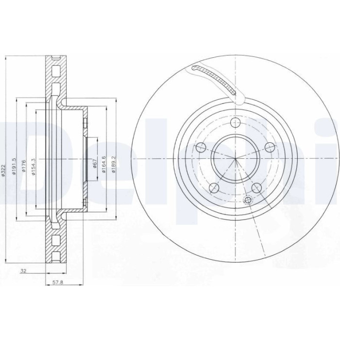 Delphi BG9075C Bremsscheibe Delphi BG9075C Bremsscheibe