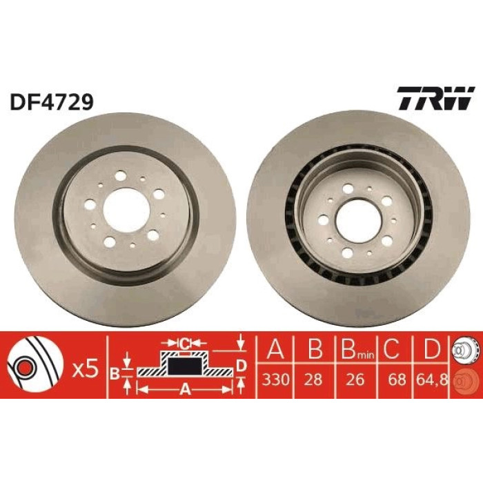 TRW DF4729 Bremsscheibe TRW DF4729 Bremsscheibe