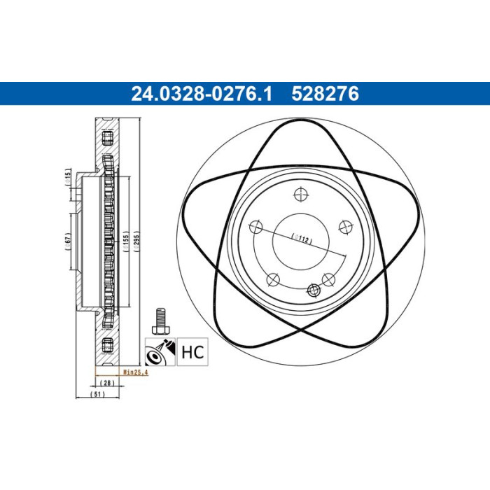 ATE 24.0328-0276.1 Bremsscheibe PowerDisc
