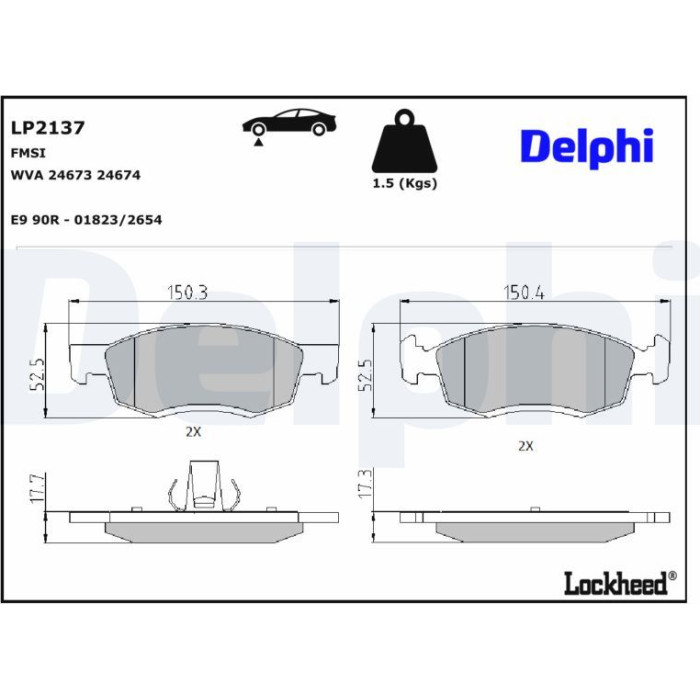 Delphi LP2137 Bremsbelagsatz, Scheibenbremse Delphi LP2137 Bremsbelagsatz, Scheibenbremse