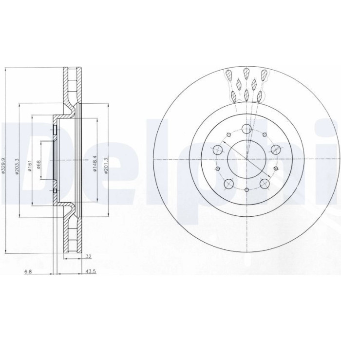 Delphi BG4305C Bremsscheibe Delphi BG4305C Bremsscheibe
